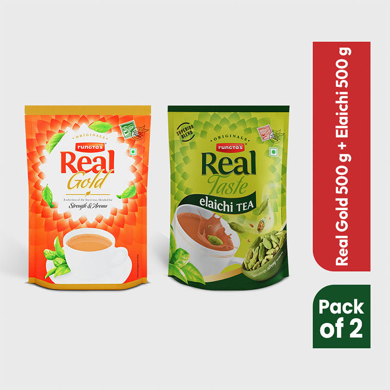 Real Flavour Combo - Real Gold Select 500g, Real Taste Elaichi 500g (Pack of 2)