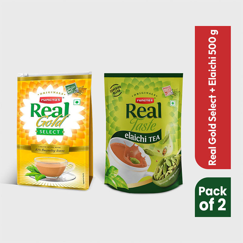 Real Flavour Combo - Real Gold Select 500g, Real Taste Elaichi 500g (Pack of 2)